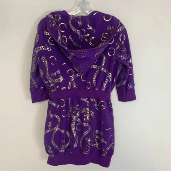 Coogi Purple Gold Short Sleeve Hooded Zip Up Bling Y2K Long Zip Hoodie L - Picture 2 of 15
